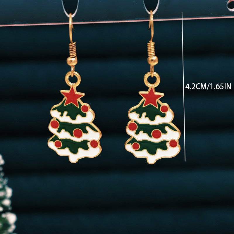 50Pcs Christmas Earrings Set Alloy Drop & Dangle with Artificial Crystal, Cute Cartoon Santa Snowflake Tree Bell Design, Stainless Steel Ear Needle, Non-Feather, Festive Winter Jewelry for Daily & Gift Occasions