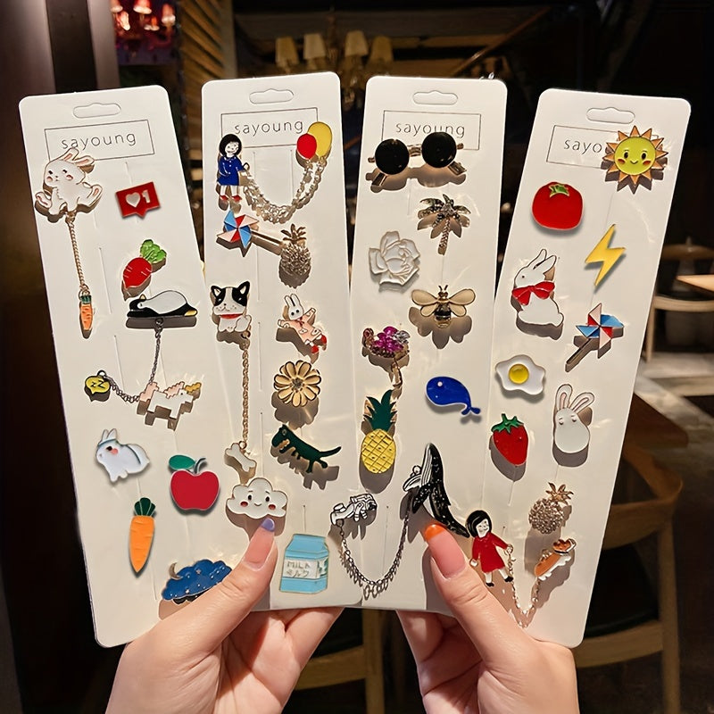 10Pcs/20Pcs Random Creative Cartoon DIY Metal Pin Badge Decorative Accessories For Clothes Backpack Hat Holiday Party Men's And Women's Couples Accessories (Random Styles)