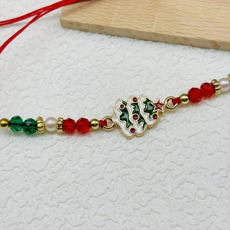 Women's Classic Style Christmas Charm Bracelet Set of 6 - Cotton Rope, No Plating, Adjustable, Santa Claus & Festive Icons, Christmas Gift, All Seasons Wrist Jewelry for Party & Vacation