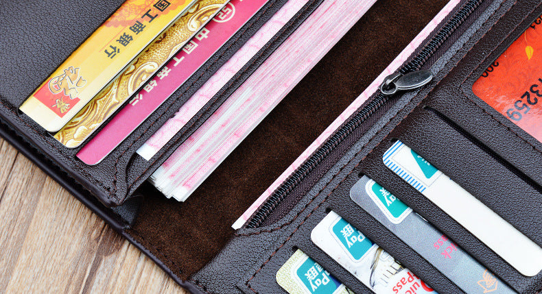 High Capacity Long Men Wallet Luxury PU Leather Coin Purses Male Clutch Multi-Card ID Credit Bank Card Holder Vertical Wallets