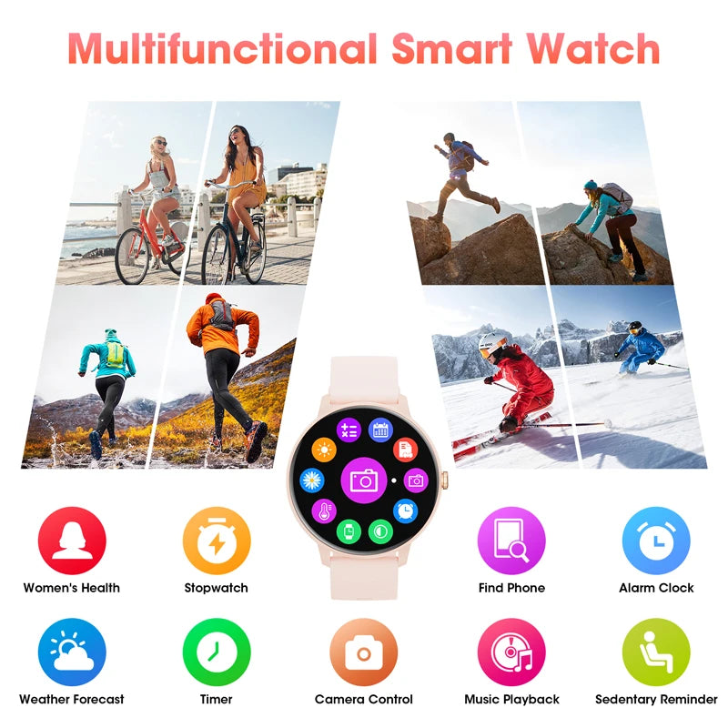 Reloj inteligente Karchilor 2024 para mujer, con llamadas por Bluetooth, pantalla táctil de 1,39 pulgadas, para hombre, control de la salud, IP67, resistente al agua y a la actividad física