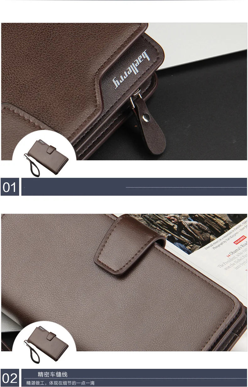 Baellerry Men Wallets Long Style High Quality Card Holder Male Purse Zipper Large Capacity Brand PU Leather Wallet For Men