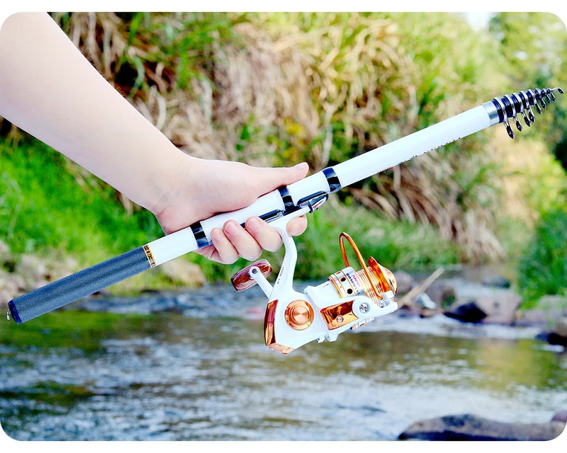 Caña de pescar giratoria JOSBY para pesca en roca, fibra de carbono, mini caña telescópica portátil de 1,5/1,8/2,1/2,4/2,7/3,0 m