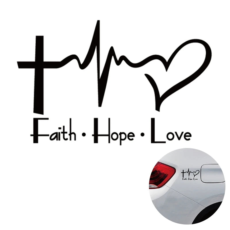 Faith Hope Love Vinyl Car Sticker Cartoon Jesus Christian Religious Bible Verse For Car Window Body Decoration