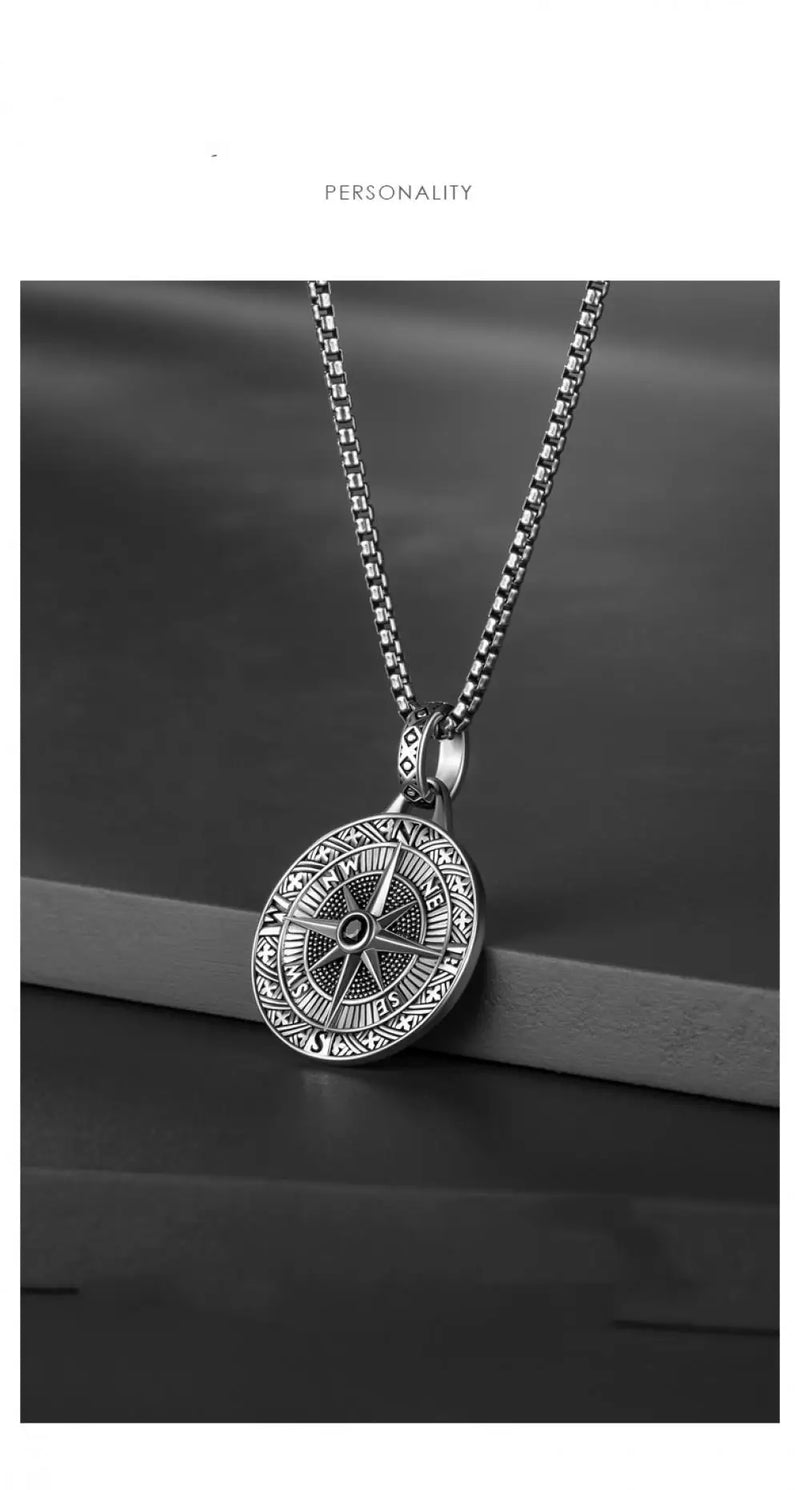 Quality Fashionable Medal Necklace Pendant Pirate Ship Compass Personality Men\'s Necklace Pendant Hip Hop Jewelry Trend Jewelry