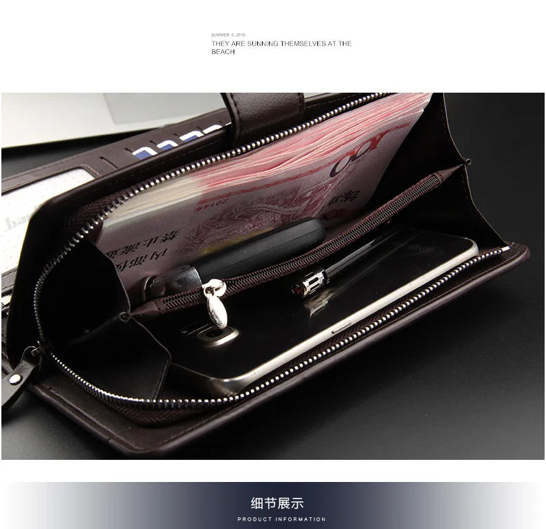 Baellerry Men Wallets Long Style High Quality Card Holder Male Purse Zipper Large Capacity Brand PU Leather Wallet For Men