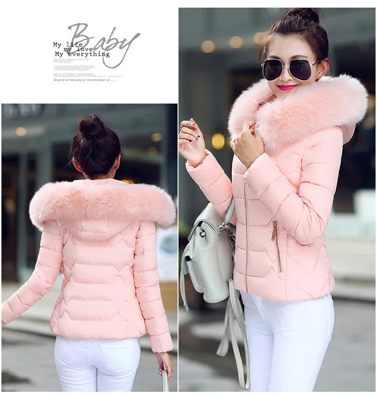 2024 Artificial raccoon fur collar winter jacket women Winter And Autumn Wear High Quality Parkas Outwear Women Coats