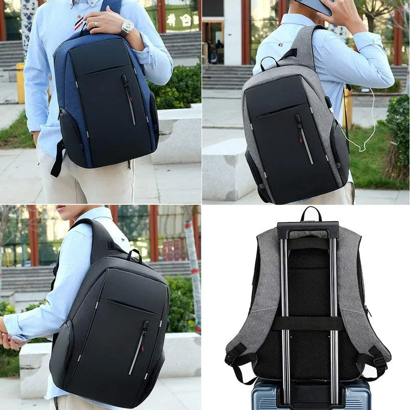 Mochila para hombre con carga USB, impermeable, para ordenador portátil de 15,6 pulgadas, informal, Oxford, para negocios, para ordenador portátil