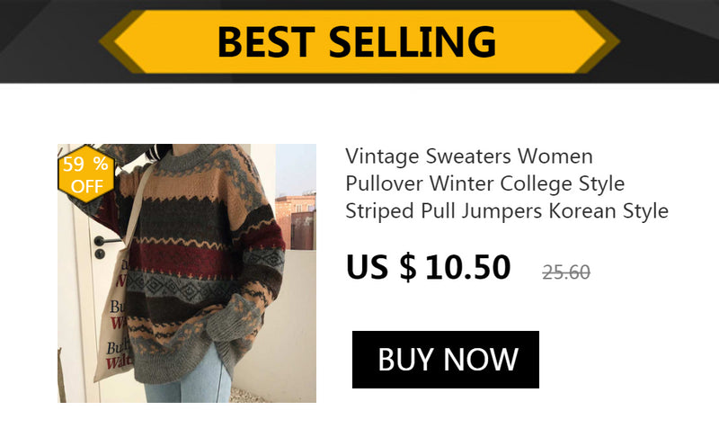 Vintage Sweaters Women Pullover Winter Striped Jumpers Korean Style Loose Pullover Knitwear Casual Loose Sweater Pull Femme