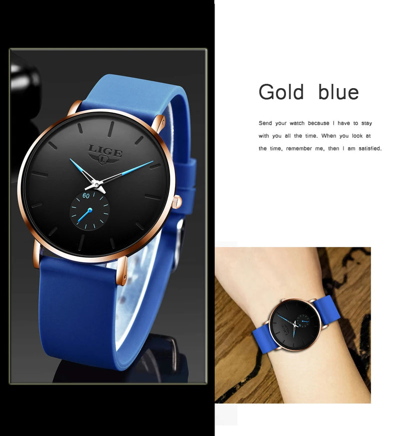 LIGE nuevo reloj de oro rosa para mujer, reloj de cuarzo de negocios para mujer, reloj de pulsera de lujo de primera marca para mujer, reloj femenino