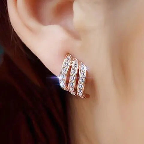 Pendientes con clip de diamantes de imitación de diseño coreano sin agujero para mujer, estilo sencillo y elegante, pendientes para novia, boda, fiesta, joyería