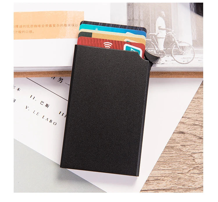 RFID Anti-theft Smart Wallet Thin ID Card Holder Unisex Automatically Solid Metal Bank Credit Card Holder Business Mini