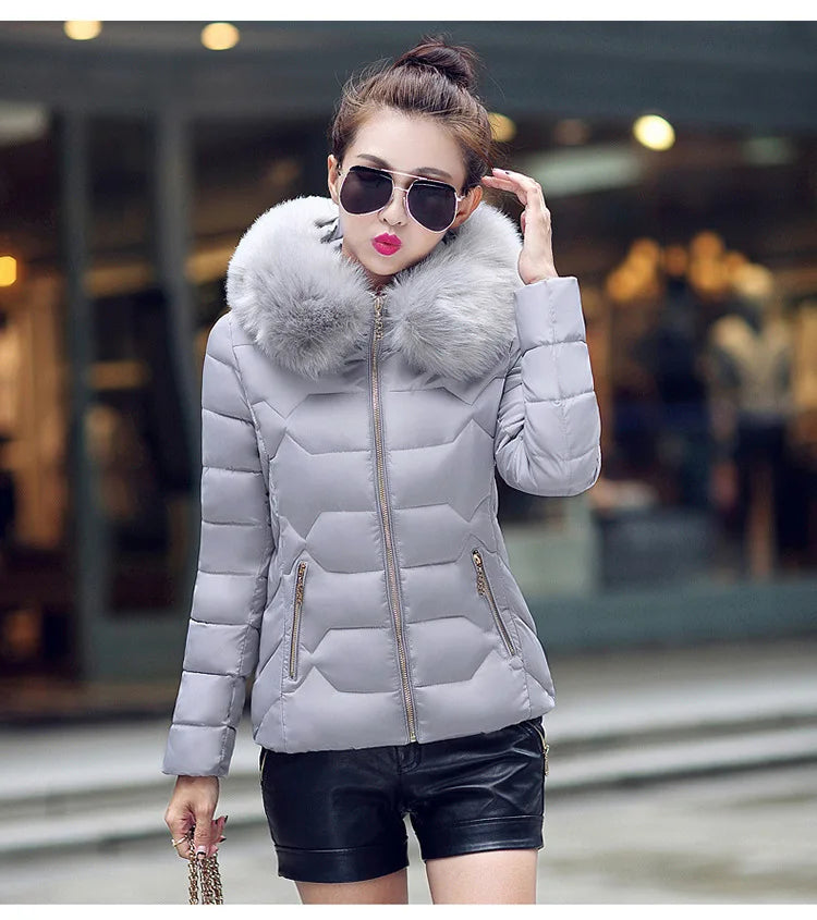 2024 Artificial raccoon fur collar winter jacket women Winter And Autumn Wear High Quality Parkas Outwear Women Coats