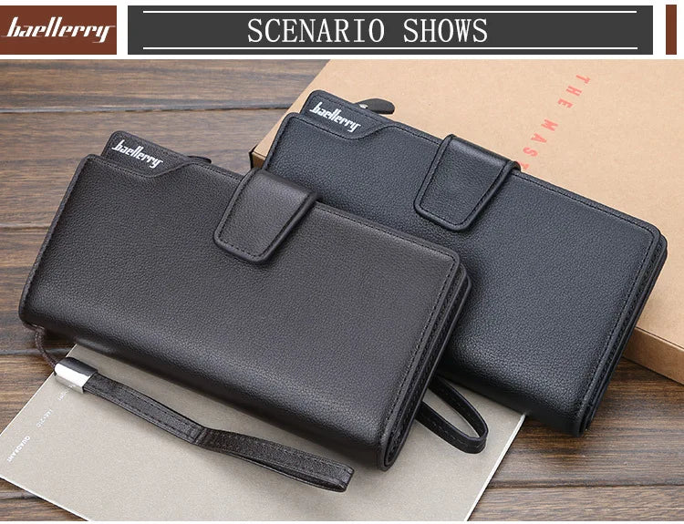 Baellerry Men Wallets Long Style High Quality Card Holder Male Purse Zipper Large Capacity Brand PU Leather Wallet For Men