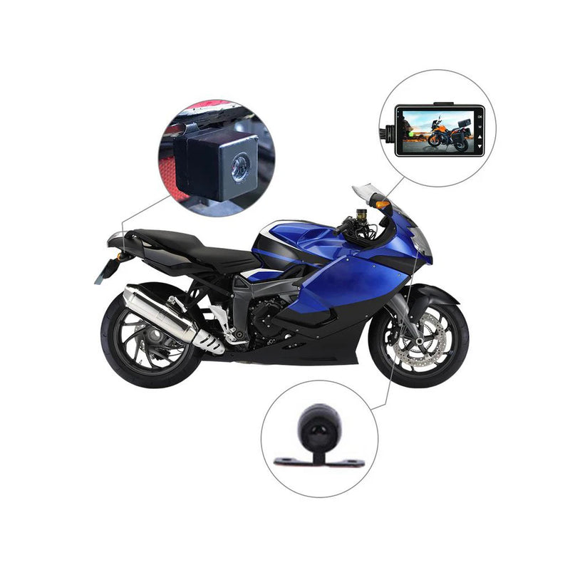 Cámara dual DVR para motocicleta, cámara para tablero de instrumentos con doble pista especial, delantera y trasera, HD, resistente al agua, grabadora de video para conducción de motocicletas