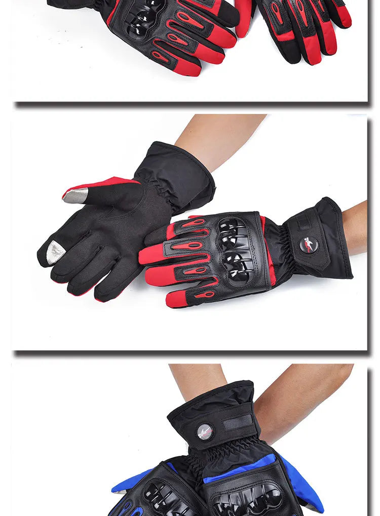 Guantes de motocicleta con envío gratuito para carreras, impermeables, resistentes al viento, de cuero cálido para invierno, para ciclismo, guantes fríos para bicicleta, guantes de motor Luvas