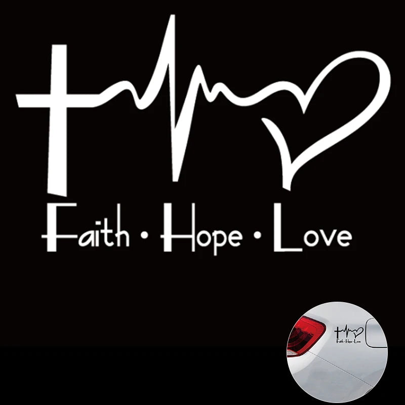 Faith Hope Love Vinyl Car Sticker Cartoon Jesus Christian Religious Bible Verse For Car Window Body Decoration