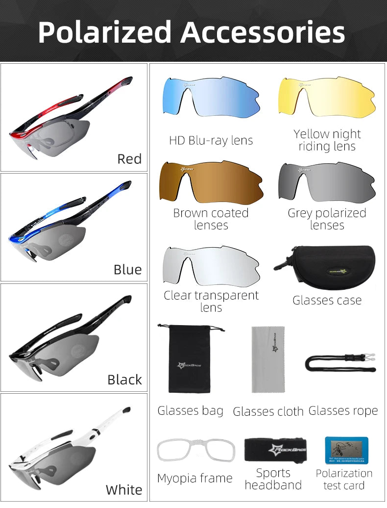 Gafas de ciclismo polarizadas ROCKBROS, gafas fotocromáticas para deportes al aire libre, gafas de ciclismo MTB, gafas de PC, lentes 5/3, accesorio para bicicleta