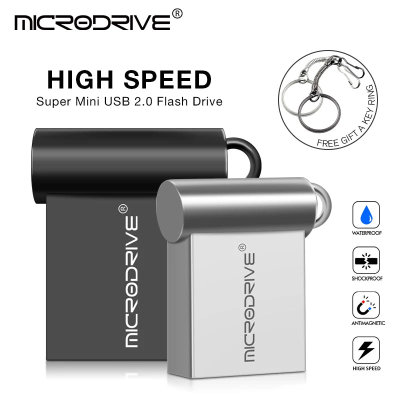 Memoria USB Super Mini de metal de 4 GB, 8 GB, 16 GB, 32 GB, 64 GB, 128 GB, 256 GB y 512 GB, memoria USB 2.0 con llavero