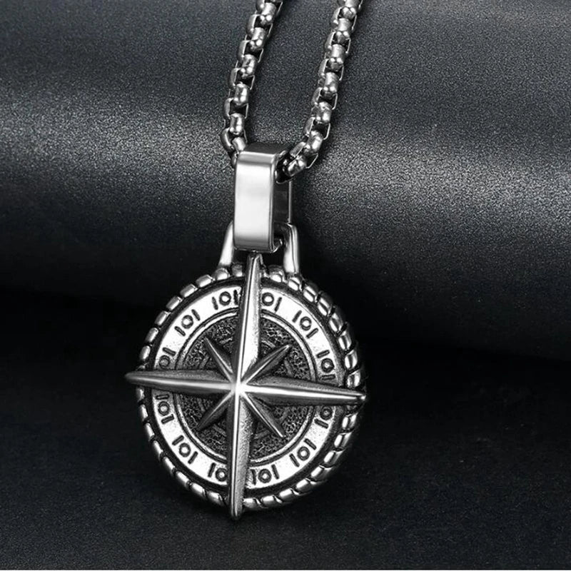 Quality Fashionable Medal Necklace Pendant Pirate Ship Compass Personality Men\'s Necklace Pendant Hip Hop Jewelry Trend Jewelry