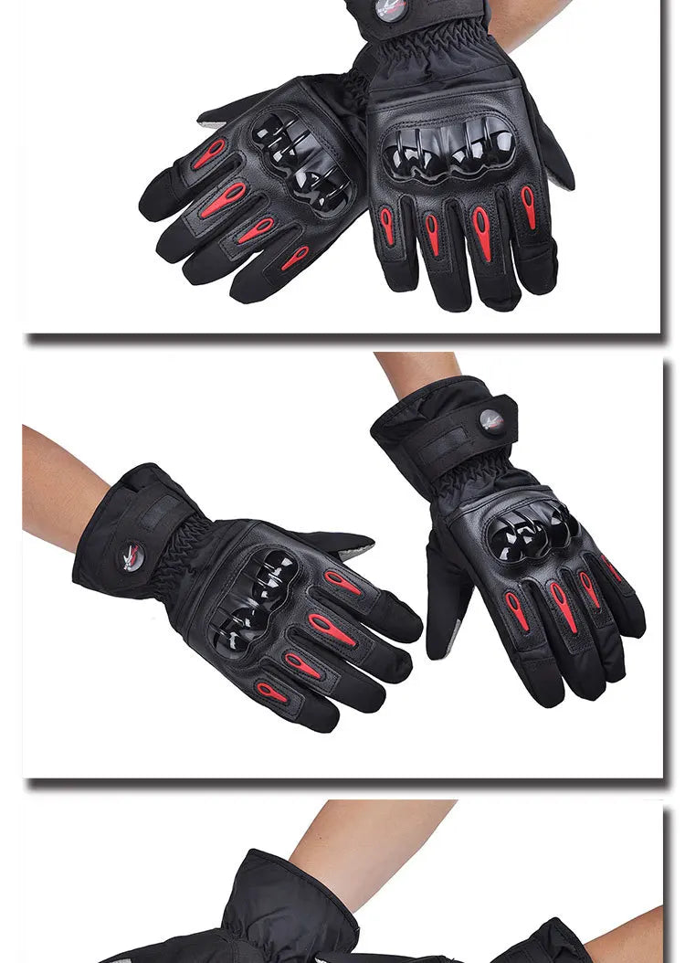 Guantes de motocicleta con envío gratuito para carreras, impermeables, resistentes al viento, de cuero cálido para invierno, para ciclismo, guantes fríos para bicicleta, guantes de motor Luvas