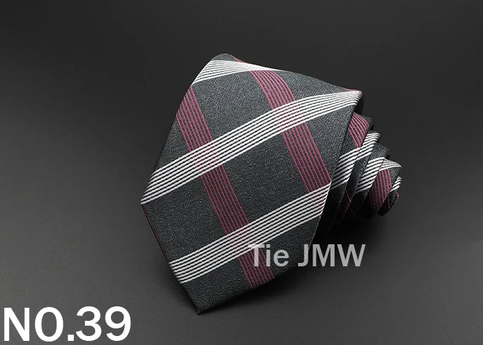 New Men's Tie Classic Solid Color Stripe Flower Floral 8cm Jacquard Necktie Accessories Daily Wear Cravat Wedding Party Gift