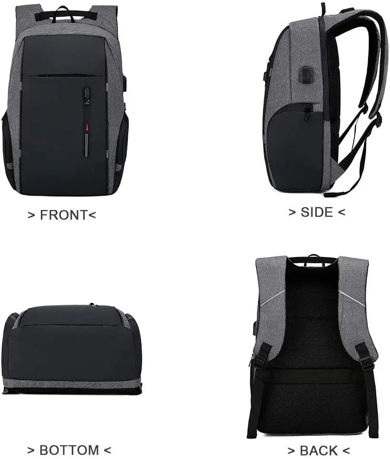 Mochila para hombre con carga USB, impermeable, para ordenador portátil de 15,6 pulgadas, informal, Oxford, para negocios, para ordenador portátil