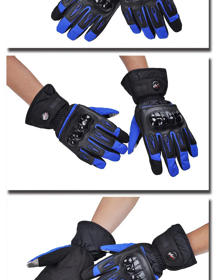 Guantes de motocicleta con envío gratuito para carreras, impermeables, resistentes al viento, de cuero cálido para invierno, para ciclismo, guantes fríos para bicicleta, guantes de motor Luvas