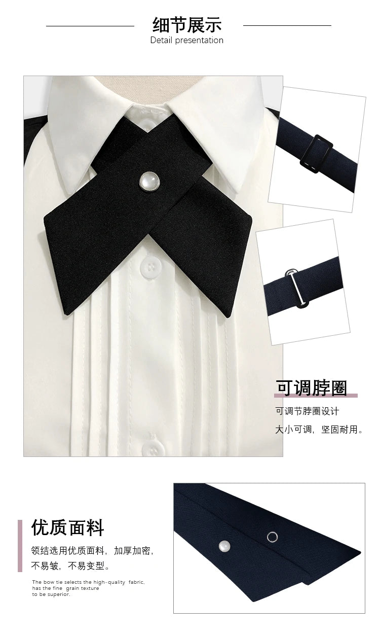 Crisscross bow tie fashionsolid color  detachable collar jk Apparel Accessories