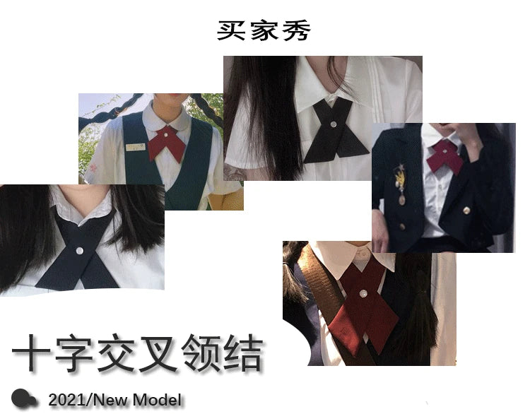 Crisscross bow tie fashionsolid color  detachable collar jk Apparel Accessories