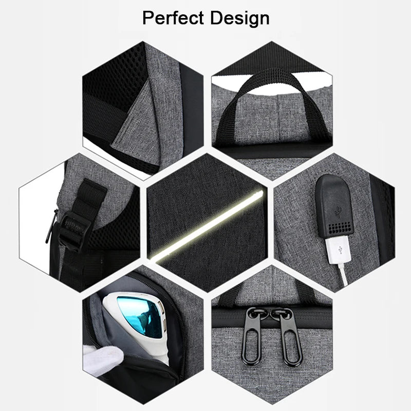 Mochila para hombre con carga USB, impermeable, para ordenador portátil de 15,6 pulgadas, informal, Oxford, para negocios, para ordenador portátil