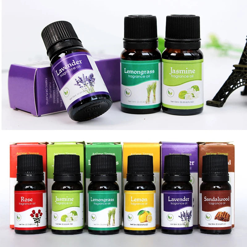 Aceites esenciales de aromaterapia Difusor de aceites solubles en agua Aromaterapia - Rosa, lavanda, limón, menta, limoncillo, sándalo,