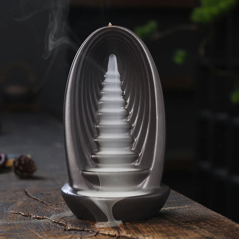 Purple Clay Home Decorations Waterfall Backflow Incense Burner Indoor Aromatherapy For Zen Meditation Ornaments -Without Incense