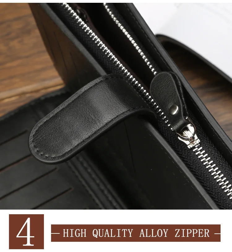 2024 Men Wallets 21 Card Holders Name Engraving Male Purse Quality Zipper Large Capacity PU Leather Wallet For Men Carteria