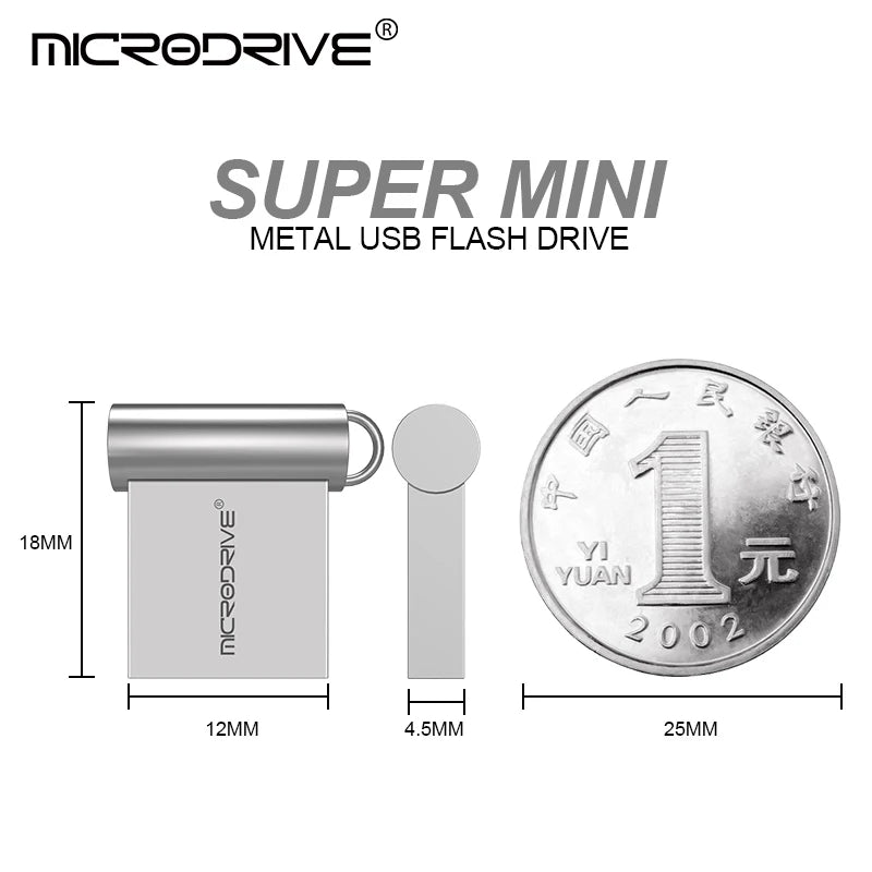 Memoria USB Super Mini de metal de 4 GB, 8 GB, 16 GB, 32 GB, 64 GB, 128 GB, 256 GB y 512 GB, memoria USB 2.0 con llavero