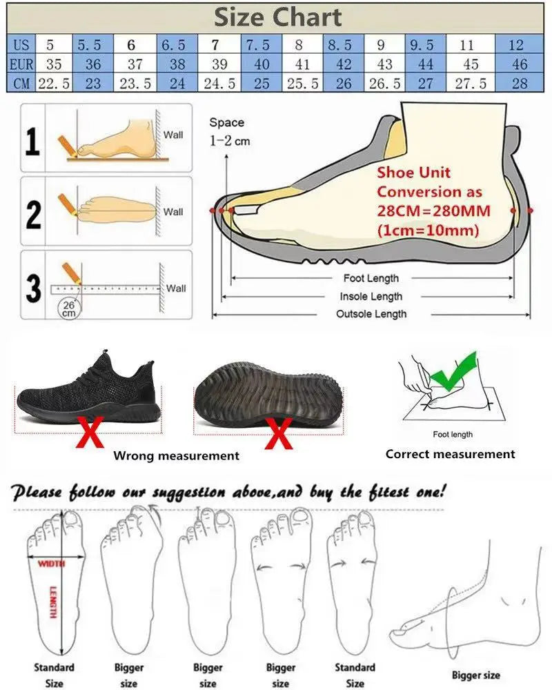 Zapatos de seguridad con punta de acero para hombres y mujeres, de malla transpirable, para la industria y la construcción, botas de trabajo a prueba de perforaciones, calzado de protección