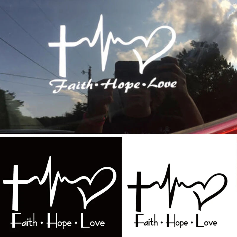 Faith Hope Love Vinyl Car Sticker Cartoon Jesus Christian Religious Bible Verse For Car Window Body Decoration