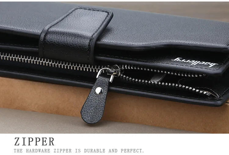 Baellerry Men Wallets Long Style High Quality Card Holder Male Purse Zipper Large Capacity Brand PU Leather Wallet For Men