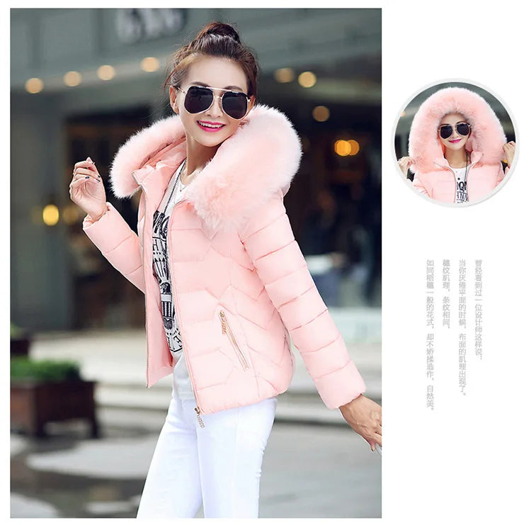 2024 Artificial raccoon fur collar winter jacket women Winter And Autumn Wear High Quality Parkas Outwear Women Coats