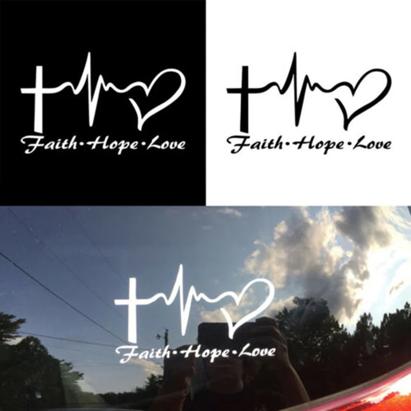 Faith Hope Love Vinyl Car Sticker Cartoon Jesus Christian Religious Bible Verse For Car Window Body Decoration