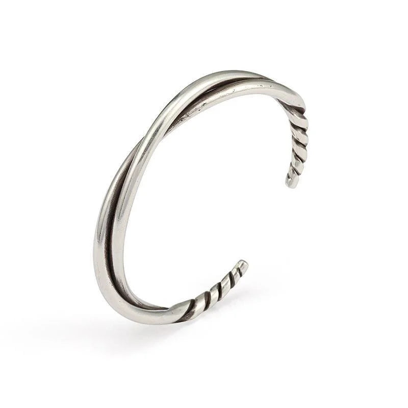 Punk Simple Silver Color Twisted Mobius Cuff Bangles Infinite Loop Bracelet Men\'s Fashion Casual Party Jewelry Gift