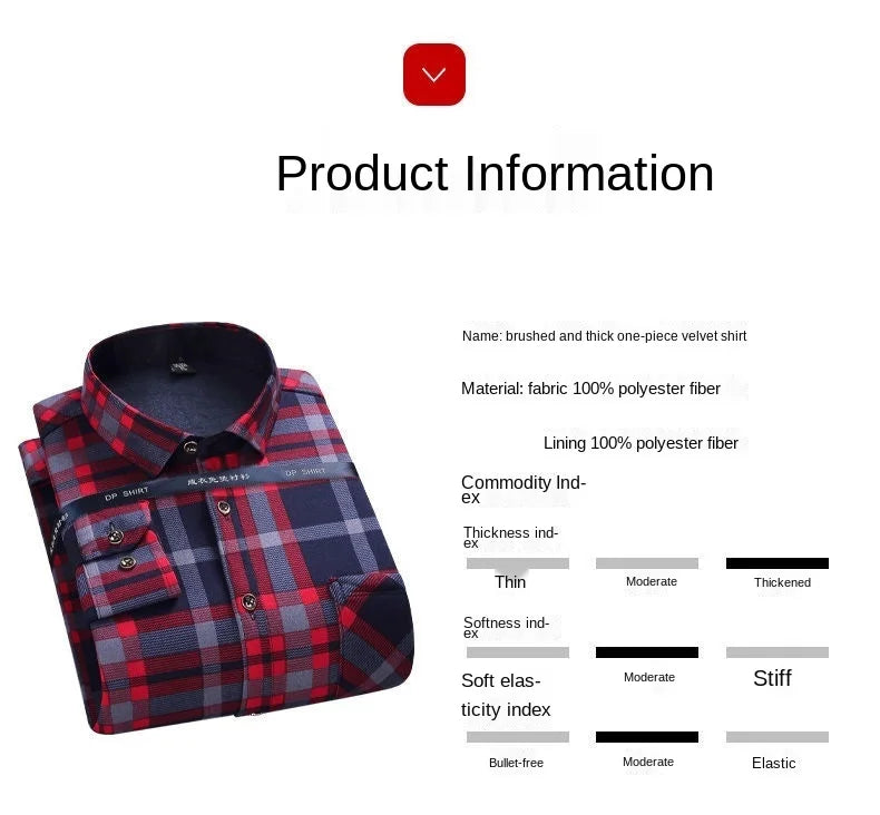 2021 Autumn Winter warm shirt size velvet thickening fashion print plaid shirt long sleeve men's brand shirt dress shirt