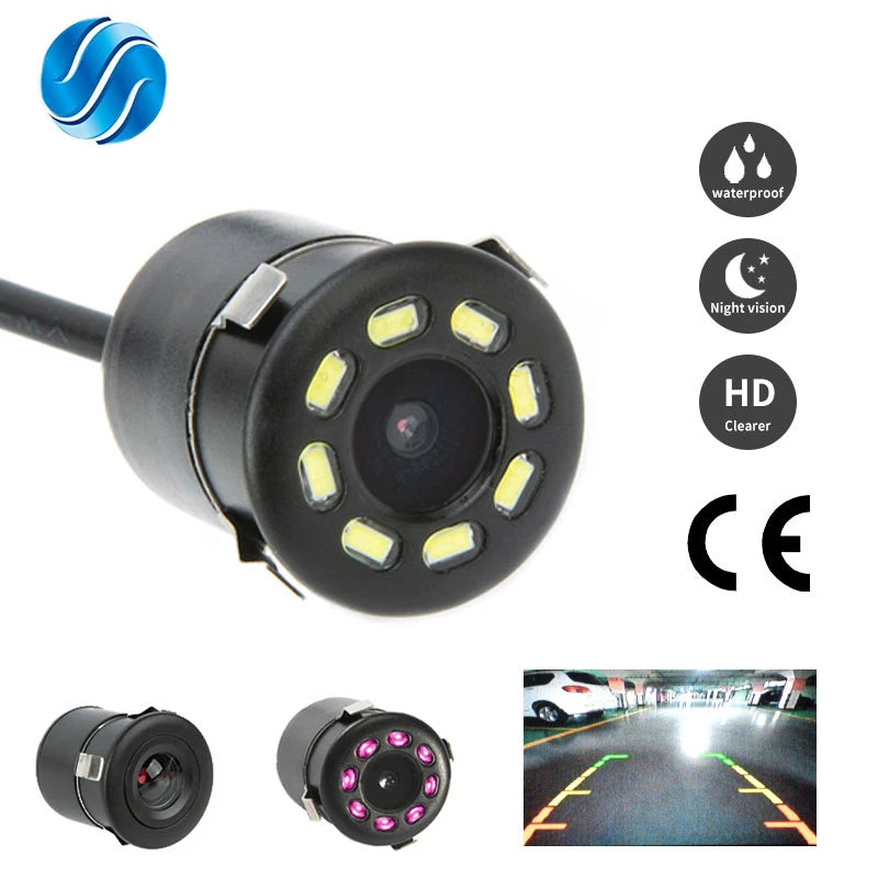 Cámara de visión trasera SINOVCLE para coche, cámara de visión nocturna infrarroja con o sin LED, kit de cámara HD resistente al agua con cableado de respaldo para vehículo