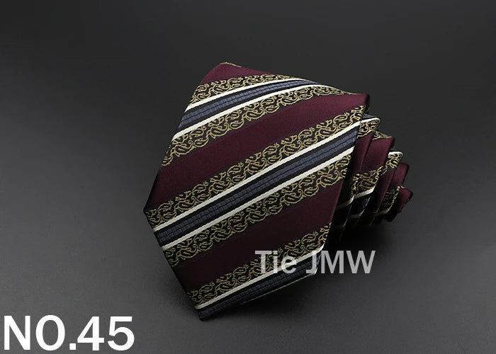 New Men's Tie Classic Solid Color Stripe Flower Floral 8cm Jacquard Necktie Accessories Daily Wear Cravat Wedding Party Gift