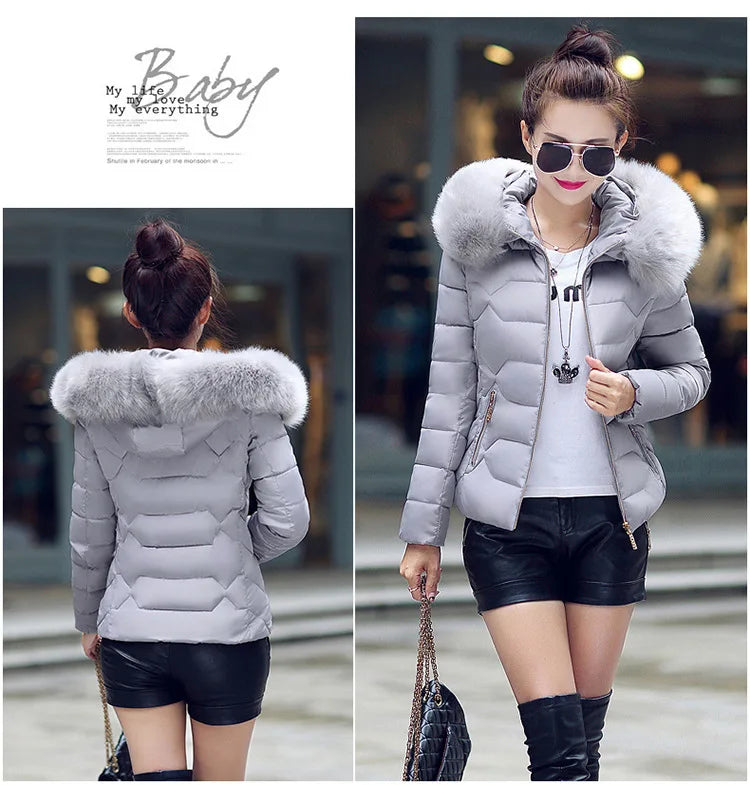 2024 Artificial raccoon fur collar winter jacket women Winter And Autumn Wear High Quality Parkas Outwear Women Coats