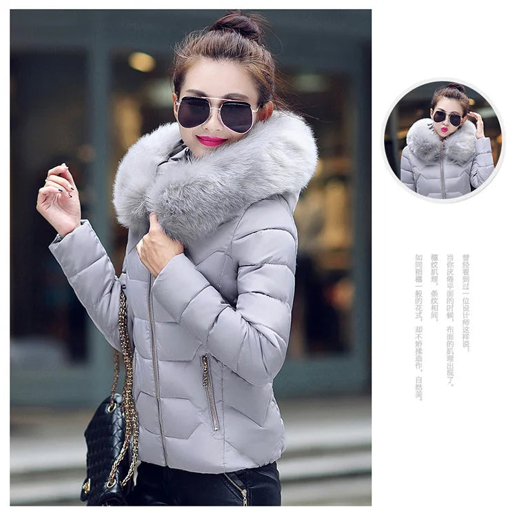 2024 Artificial raccoon fur collar winter jacket women Winter And Autumn Wear High Quality Parkas Outwear Women Coats