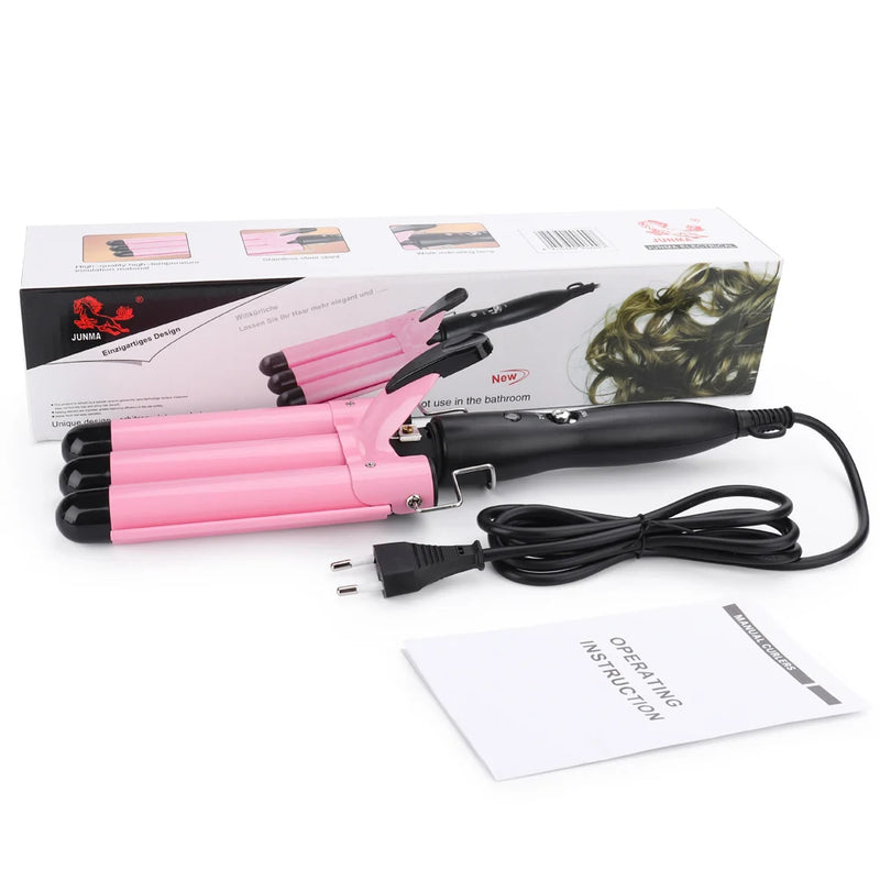 3 Barrel Curling Iron Wand Temperature Adjustable 5 Size Perm Splint Ceramic Triple Barrels Hair Waver Portable Hair Iron Curler