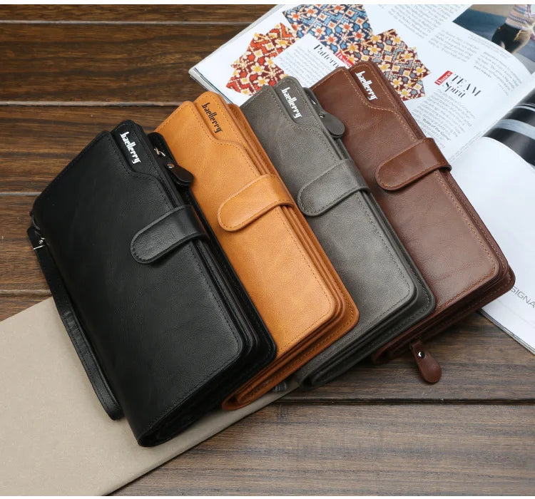 2024 Men Wallets 21 Card Holders Name Engraving Male Purse Quality Zipper Large Capacity PU Leather Wallet For Men Carteria