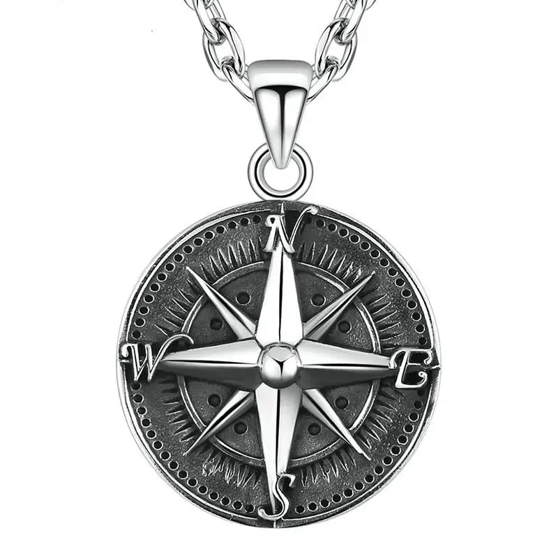 Quality Fashionable Medal Necklace Pendant Pirate Ship Compass Personality Men\'s Necklace Pendant Hip Hop Jewelry Trend Jewelry