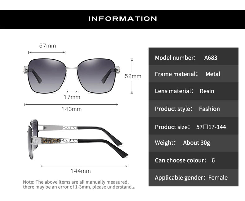 LIOUMO Elegant Polarized Sunglasses Women 2024 Brand Designer Fashion Glasses Women Diamond Eyewear Gradient Shades zonnebril